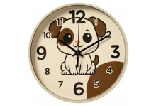 Часы настенные 2019-010 круглые, диаметр 19,5 см, Щенок, хаки, Рубин