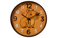 Часы настенные 2019-012 круглые, диаметр 19,5 см, Капибара, коричневый, Рубин