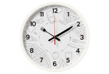 Часы настенные 3027-025 круглые, диаметр 30 см, Пицца, пластик/стекло/металл, корпус белый, Рубин