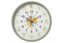 Часы настенные 3027-027 круглые, диаметр 30 см, Учусь с радостью, пластик/стекло/металл, корпус оливковый, Рубин