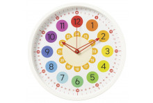 Часы настенные 3027-028 круглые, диаметр 30 см, Обучающие, пластик/стекло/металл, корпус белый, Рубин