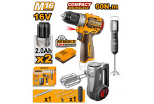 Набор аккумуляторного инструмента 16B шуруповёрт + миксер + блендер, 2 аккумулятора, Ingco