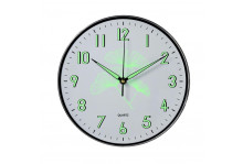 Часы настенные 2524-152 круглые, диаметр 25 см, светящиеся черный, Рубин