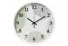 Часы настенные 3027-024 круглые, диаметр 30 см, Листопад, пластик/стекло/металл, корпус белый, Рубин