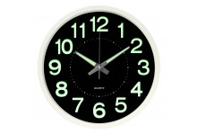 Часы настенные 3027-032 круглые, диаметр 30 см, Светящиеся, пластик/стекло/металл, корпус белый, Рубин