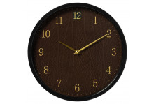 Часы настенные 3027-035 круглые, диаметр 30 см, Фактура, пластик/стекло/металл, корпус черный, Рубин