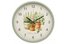 Часы настенные 3027-040 круглые, диаметр 30 см, Травы, пластик/стекло/металл, корпус оливковый, Рубин