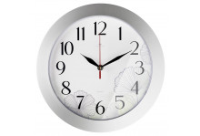 Часы настенные 3125-016 круглые, диаметр 31 см, Флора, пластик/стекло/металл, корпус серебряный, Рубин