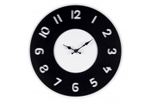 Часы настенные 3529-002 круглые, диаметр 35 см, из МДФ, Классика белый + черный, Рубин