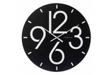 Часы настенные 4011-001 круглые, диаметр 40 см, открытая стрелка, Цифры, черный + белый, металл, Рубин