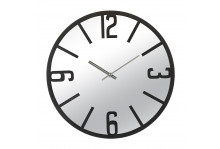 Часы настенные 4012-001 круглые, диаметр 40 см, открытая стрелка, Моменты, черный, металл + зеркало, Рубин