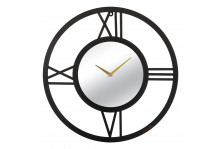 Часы настенные 5601-001 круглые, диаметр 50 см, открытая стрелка, Классика, черный + зеркало, металл, Рубин