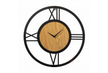 Часы настенные 5601-002 круглые, диаметр 56 см, открытая стрелка, Классика, черный + дерево, металл, Рубин