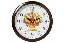 Часы настенные 6026-034 круглые, диаметр 29 см, Россия, пластик, коричневый, Рубин