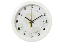 Часы настенные 6026-035 круглые, диаметр 29 см, Одуванчик, пластик, белые, Рубин