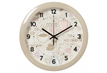 Часы настенные 6026-036 круглые, диаметр 29 см, Кофе, пластик, хаки, Рубин