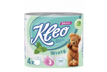 Бумага туалетная Kleo 3-сл 4 рулона, белая, мята С-93