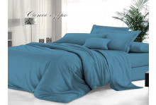 Комплект постельного белья 1.5-спальный сатин однотонный Sateen De Luxe Синее озеро, Эльф