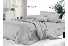 Комплект постельного белья 2-спальный евро сатин однотонный Sateen De Luxe Светлая дымка, Эльф