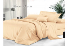 Комплект постельного белья евро сатин однотонный Sateen De Luxe Крем-брюле, Эльф