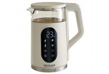 Чайник электрический 1.7 л 2200 Вт, диск, сенсорное управление, 5 режимов, двойной корпус стекло /пластик, белый, Delta Lux