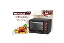 Духовка электрическая 20 л 1500 Вт, таймер 120 минут, 3 режима, гриль, черный, Renova