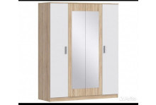 Шкаф шк-44 для одежды белья 4-х дверный с 2-мя зеркалами 1600х2100х520 белый белый лдсп Феникс