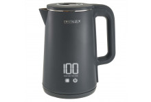 Чайник электрический 1.8 л 2000 Вт диск, сенсорное управление, 5 режимов, двойной корпус сталь /пластик, серый, Delta Lux