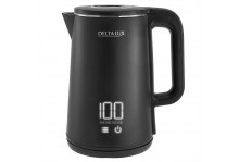 Чайник электрический 1.8 л 2000 Вт диск, сенсорное управление, 5 режимов, двойной корпус сталь /пластик, черный, Delta Lux