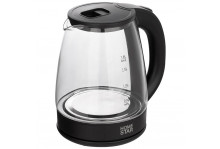 Чайник электрический 1.8 л 1500 Вт диск, стекло, черный, Homestar