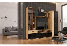 Стенка Крокус дуб вотан черный глянец Эра