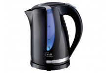 Чайник электрический 1.7 л 2200 Вт диск, съемный фильтр, LED подсветка, пластик, черный, Oasis