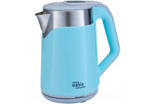 Чайник электрический 2.0 л 1800 Вт диск, двойная стенка пластик/металл, Oasis