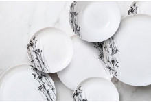 Тарелка стеклокерамика суповая 20 см, 720мл Elegance Black Lyly Pars Opal