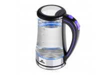 Чайник электрический 1.8 л 1800-2200 Вт диск, стекло, нержавеющая сталь, черный, Добрыня
