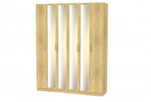 Шкаф шк-6/5 шестистворчатый с зеркалом дуб сонома лдсп Феникс