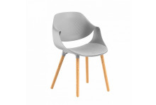 Стул Kela Soft на деревянных ножках, сиденье пластик+рогожка, светло-серый, Stepp