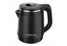 Чайник электрический 1.8 л 1500 Вт, диск, двойной корпус сталь /пластик, черный, Rashel
