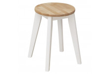 Табурет кухонный круглый Идея 325х325х460 массив снег, бесцветный лак, Элегия
