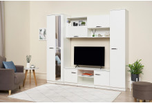 Стенка Герда 2400x2100x450 белое дерево белое дерево лдсп Интерьер